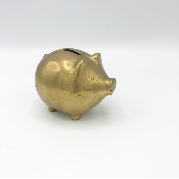 Vintage Other - Mini Brass Piggie Bank • Nursey / Shelf Decor